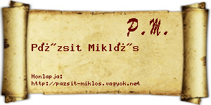 Pázsit Miklós névjegykártya